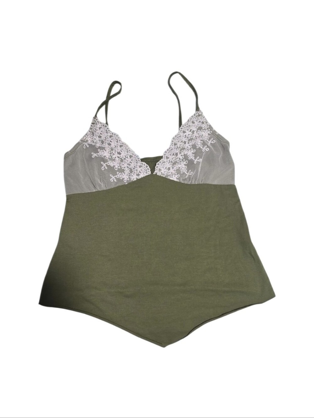 Olive Green Lace Trim Top